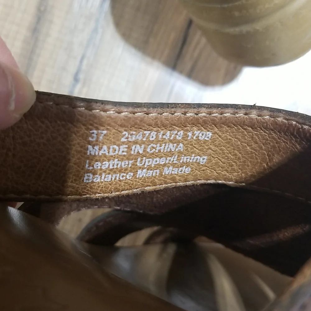DANSKO Brown Leather Slip-On Wedge Sandal Size 37